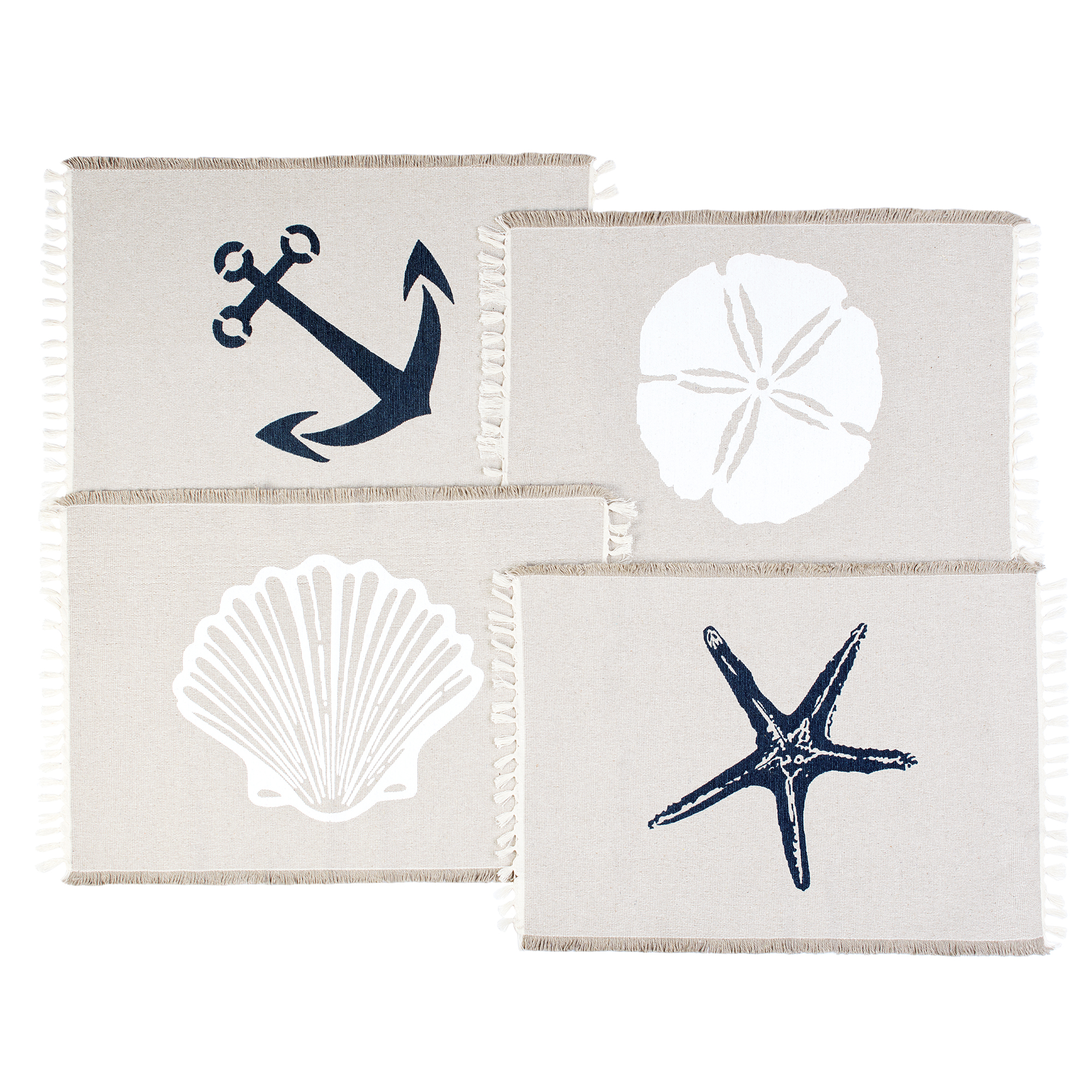 Living Fashions Table Placemats Set of 4 – Beach Themed Nautical 