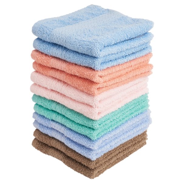 Economy Cotton Color Washcloths, 12 & 6 Pack Soft Absorbent