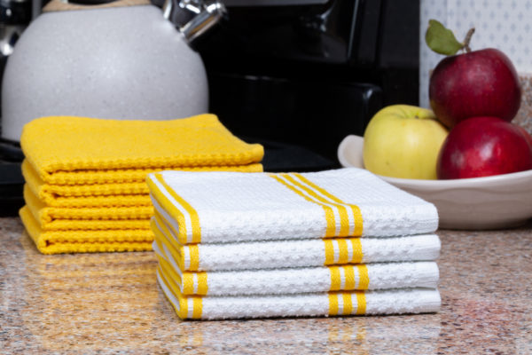 Living Fashions 8 Pack Dish Towels – Absorbent Weave Pattern – Terry Kitchen  Dishcloths – 100% Ring Spun Cotton – Size 12″ x 12″ – Profound Deals